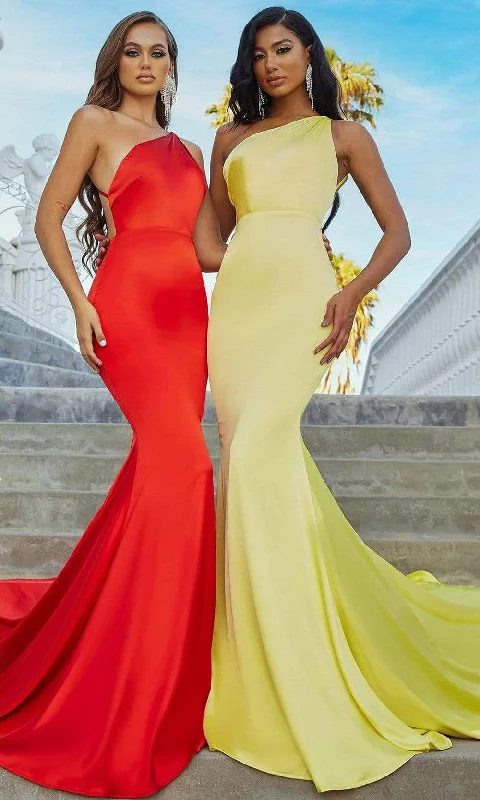 Women's Garments Portia and Scarlett - PS22358 Asymmetric Neck Trumpet Gown With Train