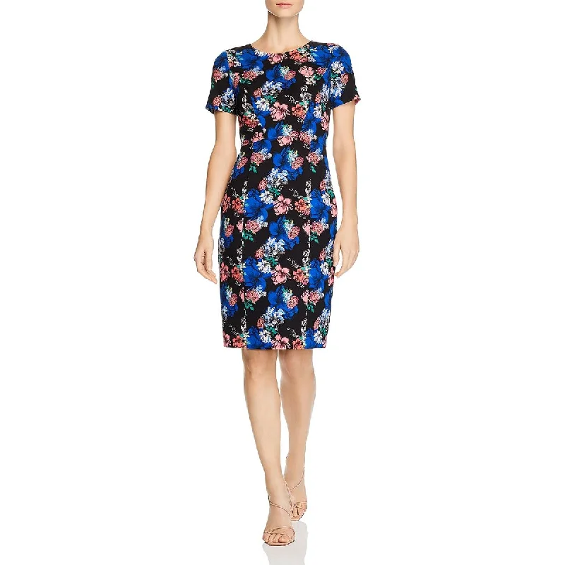 Vintage-Inspired Women's Clothes Black Halo Womens Jodee Floral Print Short Sleeves Sheath Dress