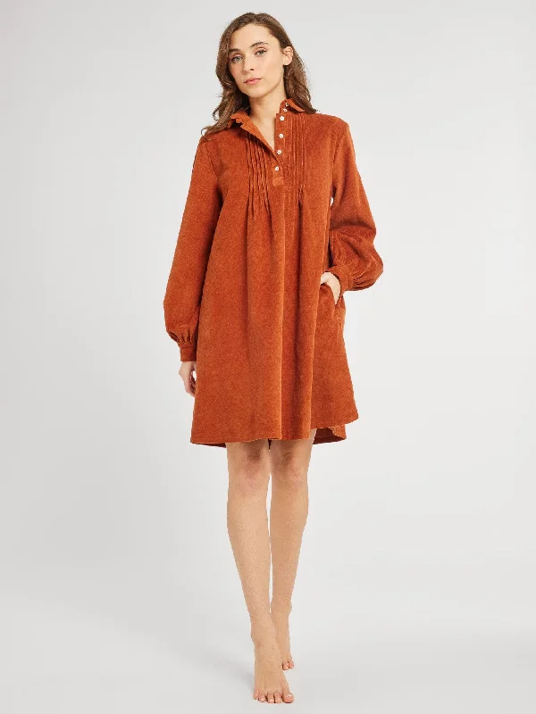 Romantic Flair Bonnie Dress in Cinnamon Cord