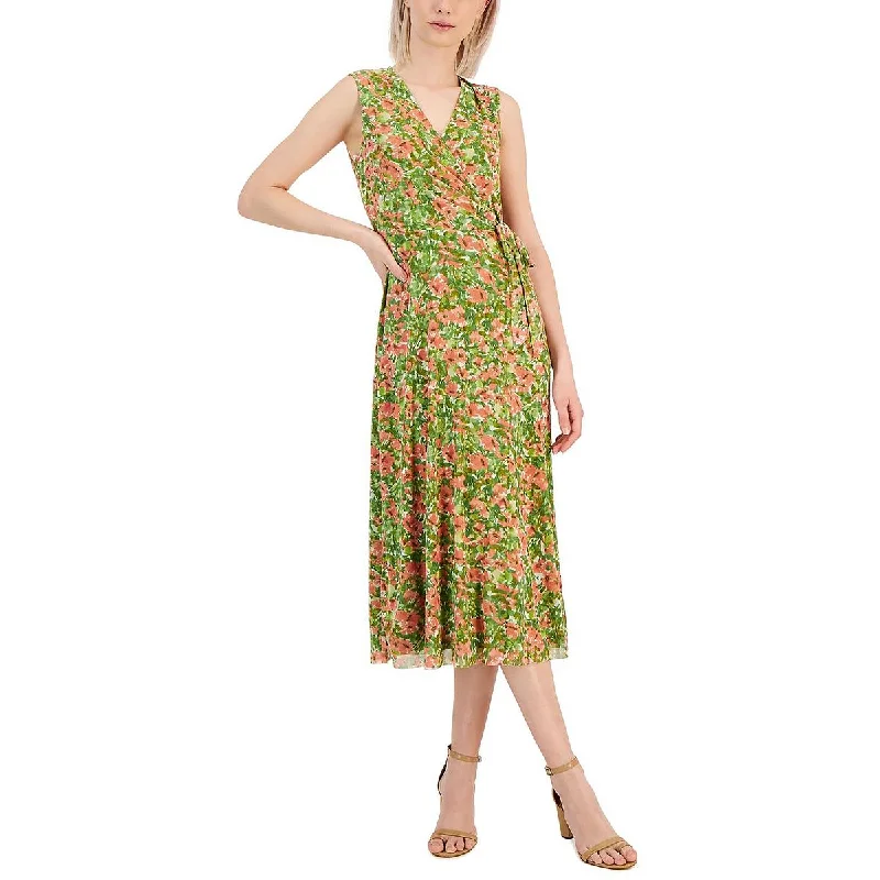 Women's Clothing For Casual Outings Anne Klein Womens Floral Midi Wrap Dress