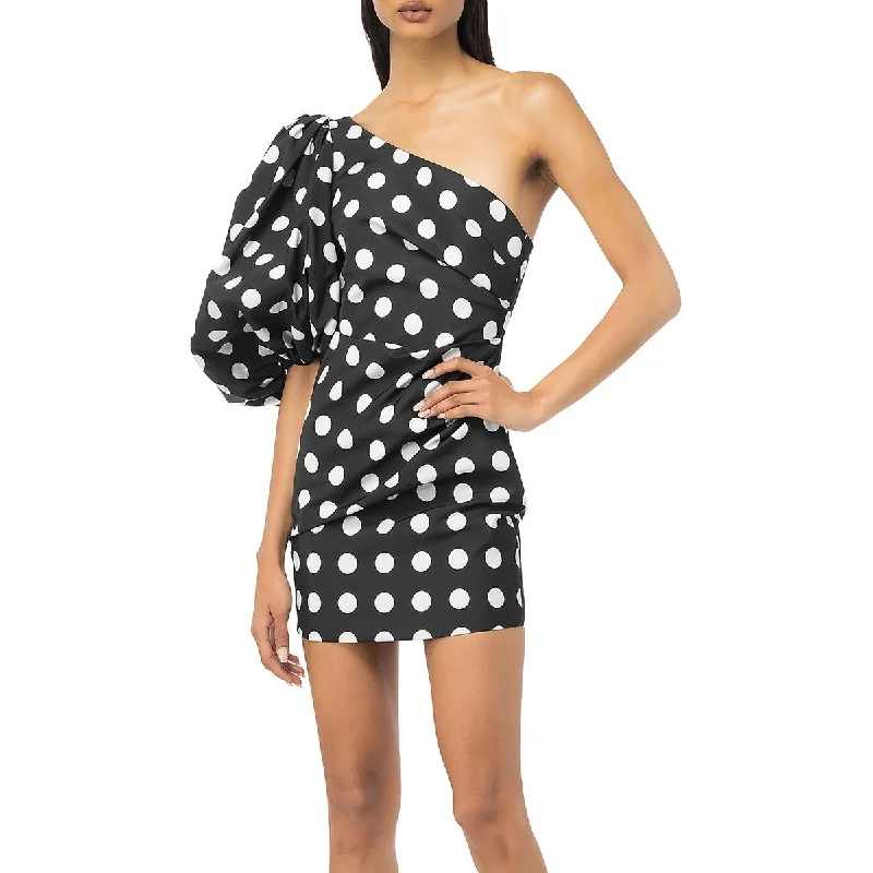 Women's Everyday Garments PINKO Womens Polka Dot One Shoulder Mini Dress