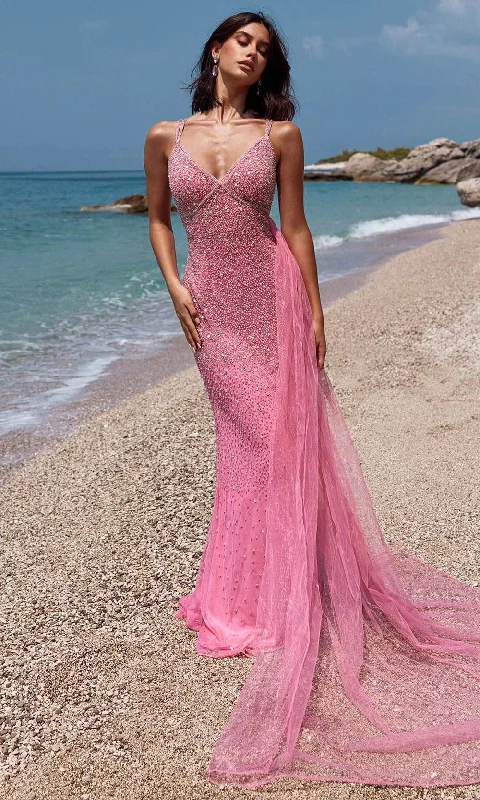 Casual Clothing For Women Blush by Alexia Designs 91042 - Embellished V-Neck Prom Gown