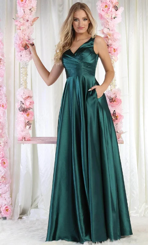 Women's High-Fashion Garments May Queen MQ1994 - V-Neck Lace-Up Back Prom Gown