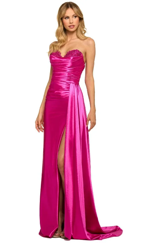 Stylish Women's Clothing Sherri Hill 55230 - Ruched Evening Gown with Slit