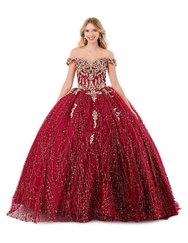 Timeless Women's Clothing Aspeed Design L2753T - Off Shoulder Beaded Applique Ballgown