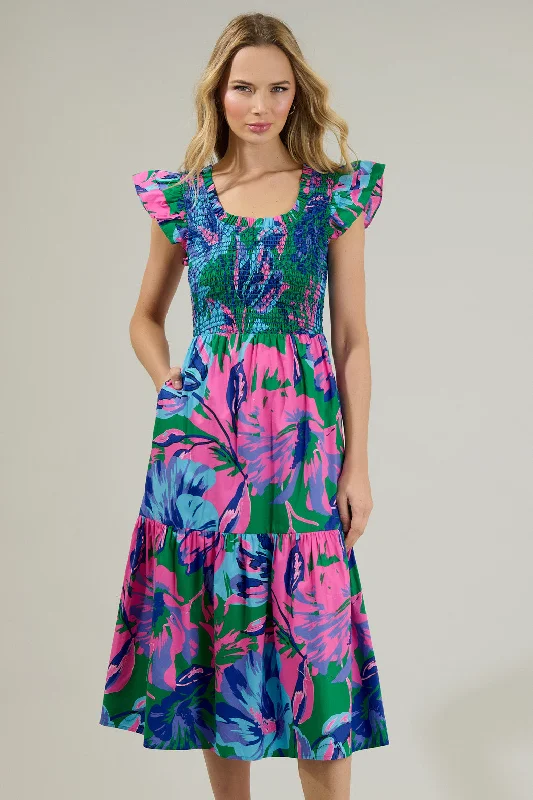 Timeless Women's Garments Raylee Floral Wendy Smocked Midi Dress