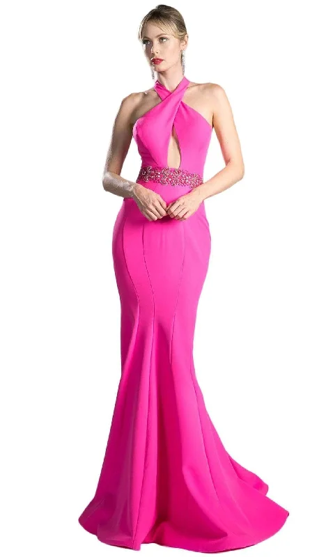 Women's Chic Apparel Ladivine 11978 - Scuba Mermaid Dress Halter Neck Evening Gown