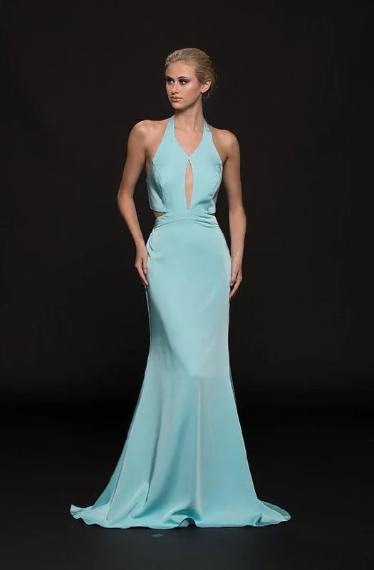 Women's Clothes And Apparel Sets Glow by Colors - G774 Halter Cutout Bodice Faille Gown