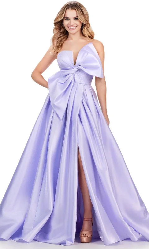 Vintage-Inspired Women's Clothes Ashley Lauren 11609 - V-Neck Oversized Bow Prom Ballgown