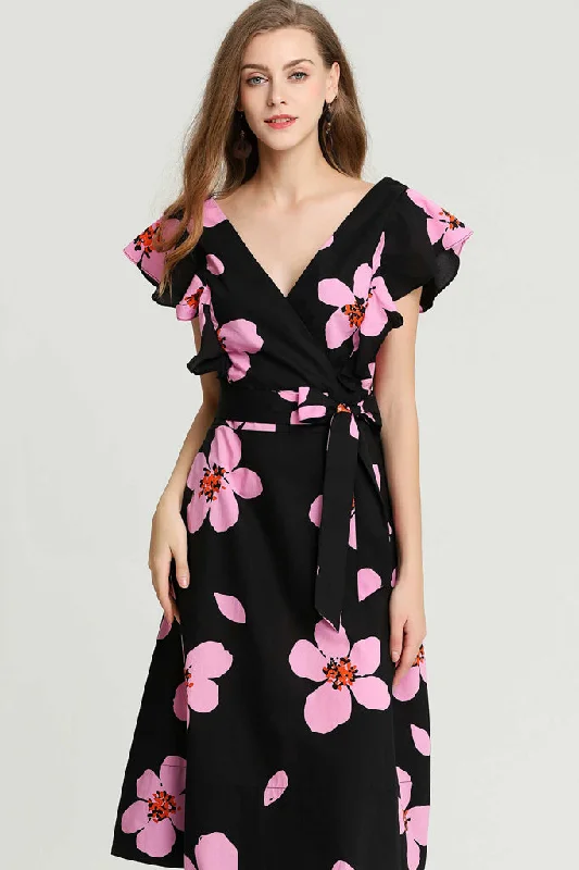 Women's Resort Apparel Kate Spade New York Cap Sleeve V-neck Floral Fit & Flare Dress