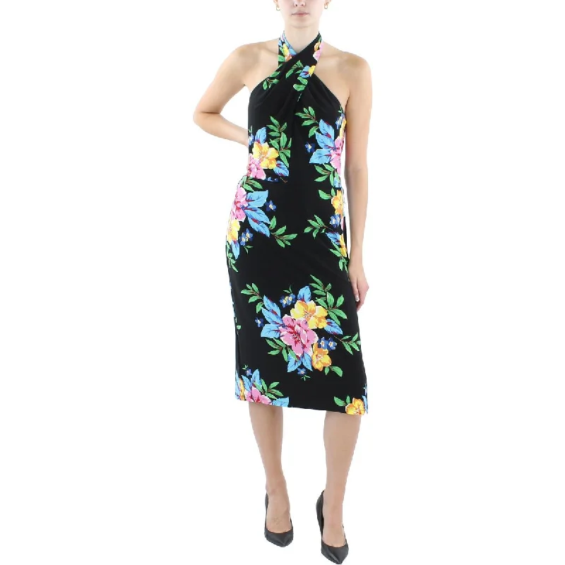 Women's Vintage Clothes Lauren Ralph Lauren Womens Floral Halter Cocktail And Party Dress