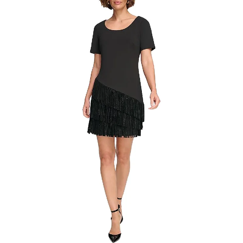 Women's Holiday Attire DKNY Womens Fringe Trim Mini Mini Dress