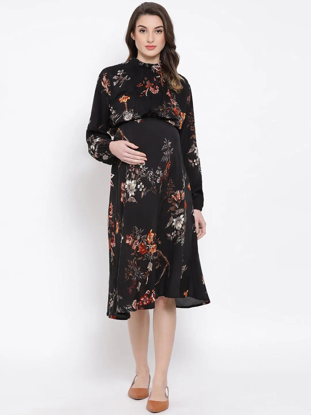 Women's High-Fashion Garments Floral Enigma Docile Maternity Women Dress