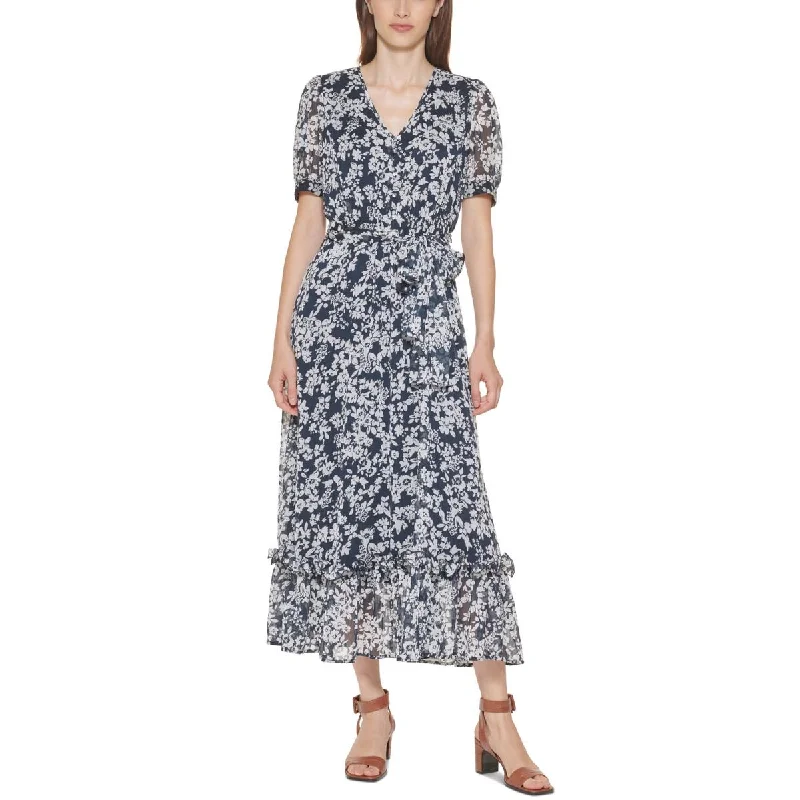 Women's Trendy Outfit Calvin Klein Womens V-Neck Floral Midi Dress