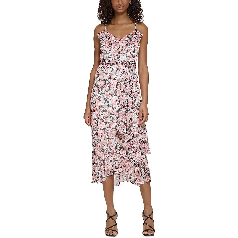 Luxury Women's Clothing Karl Lagerfeld Paris Womens Floral Print Chiffon Maxi Dress