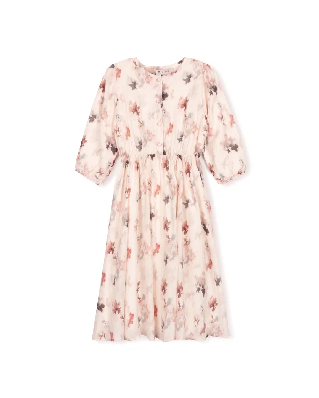 Women's Resort Garments Floral Bubble Sleeve Dress