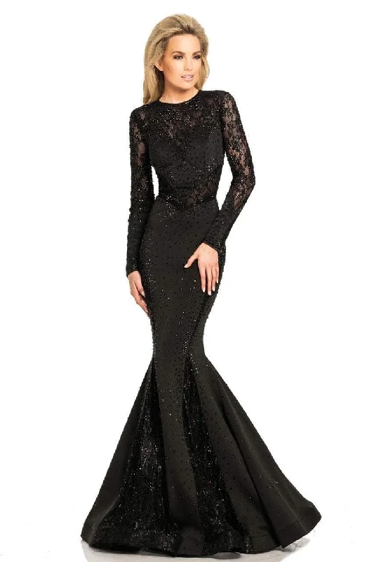 Women's Holiday Clothing Johnathan Kayne - Lace Long Sleeves Mermaid Gown 8068