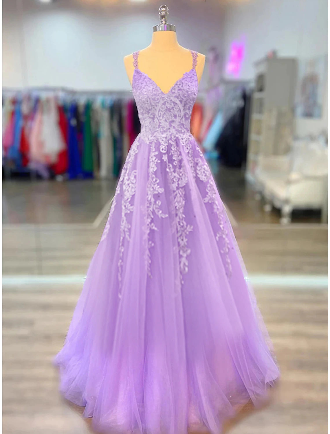 Women's Workout Clothing A-Line Prom Dresses Maxi Dress Formal Wedding Guest Court Train Sleeveless Spaghetti Strap Stretch Chiffon with Appliques Shouder Flower