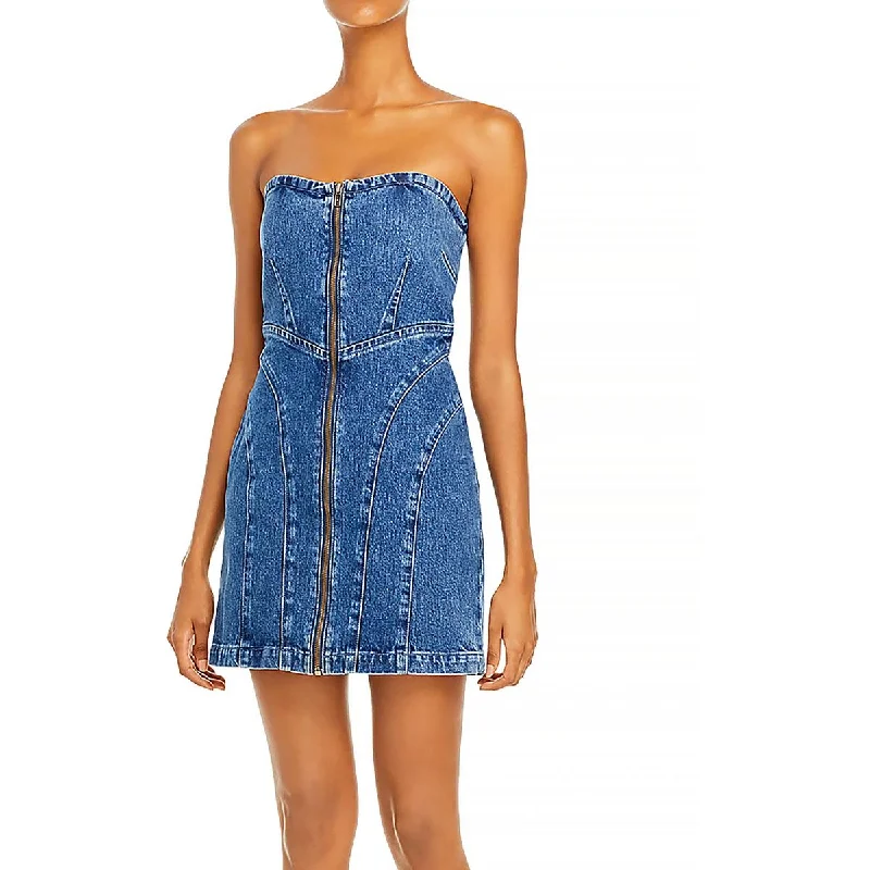 Women's Stylish Casual Garments GRLFRND Womens Isabella Denim Cut-Out Mini Dress