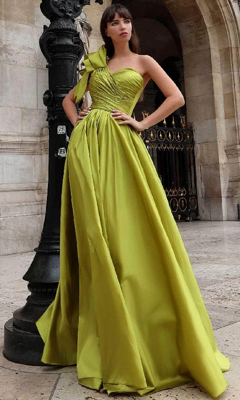 Women's Luxury Garments MNM Couture K4026 - Ruched Bodice Bow Accented Prom Gown