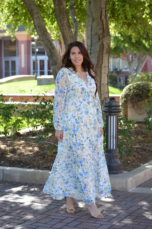 Classic Women's Clothing Styles Selena Ivory Floral Maxi Dress