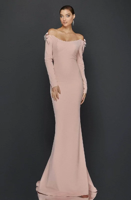 Women's Clothes For Special Occasions Terani Couture - Off Shoulder Formal Gown 1921E0117 - 1 pc Blush In Size 10 Available