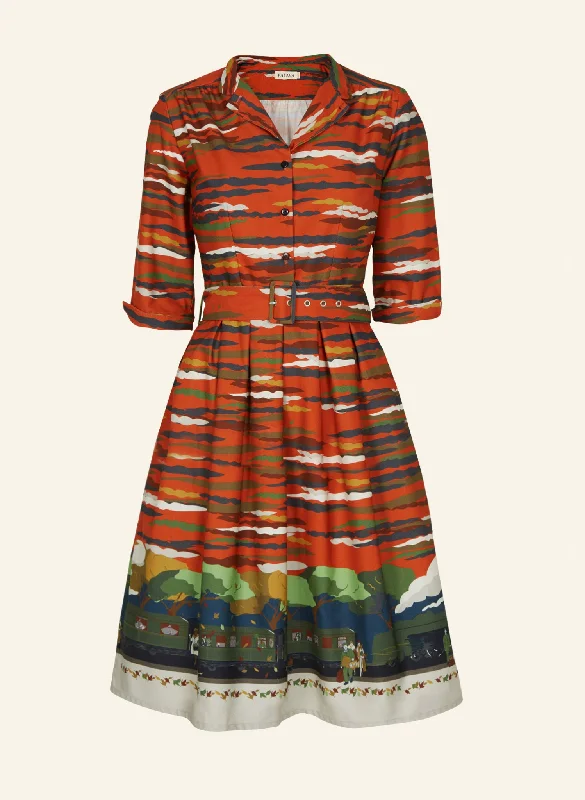 Exclusive Sale Cynthia Dress - Rust Flying Scotsman