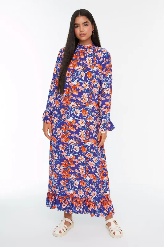 Women's Clothing Modest Maxi Floral Dress