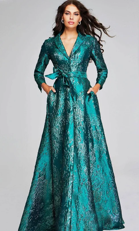 Women's Relaxed Outfit Jovani 40297 - Long Sleeve A-Line Evening Gown