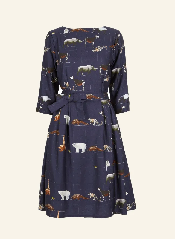 Chic & Cozy Apparel Beatrice Dress - Navy Endangered Animals
