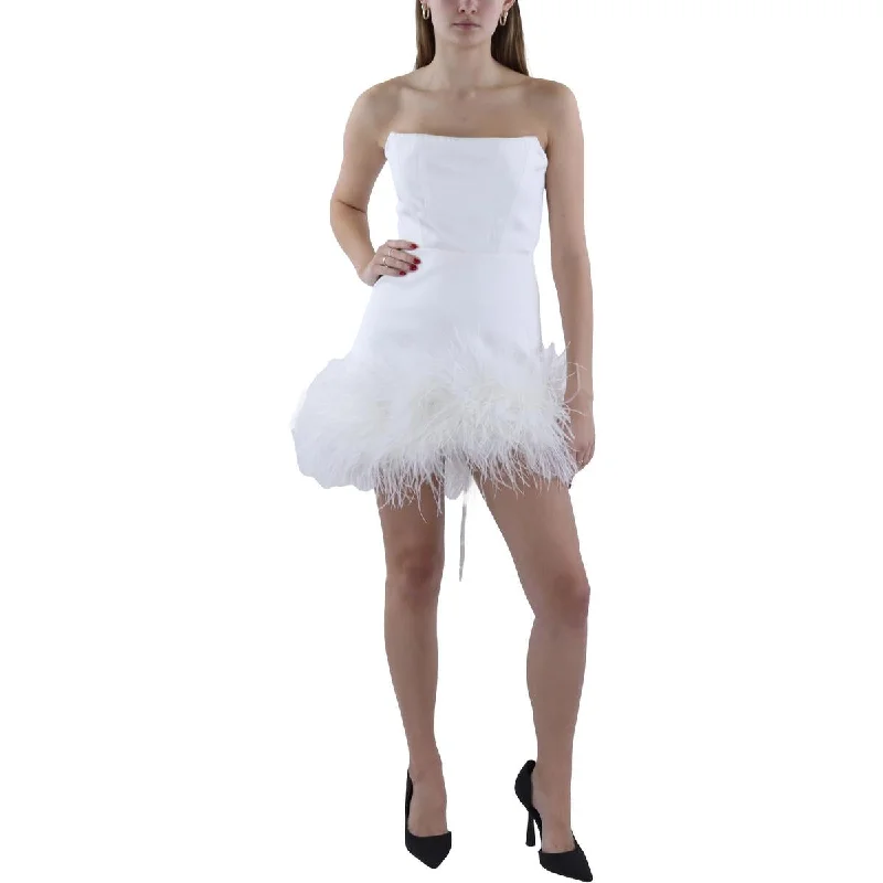 Women's Apparel And Garments Bronx And Banco Womens Feathers Strapless Mini Dress