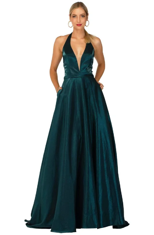 Women's Clothes And Apparel Cecilia Couture - 1467 Sleek Plunging Halter Long A-Line Gown