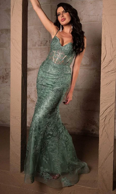 Women's Fashion Clothes May Queen RQ8138 - Embroidered Sleeveless Prom Gown