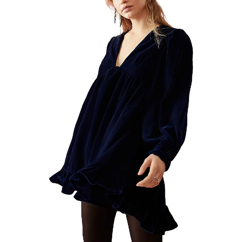 Women's Luxury Garments Free People Womens Estella Velvet Party Mini Dress