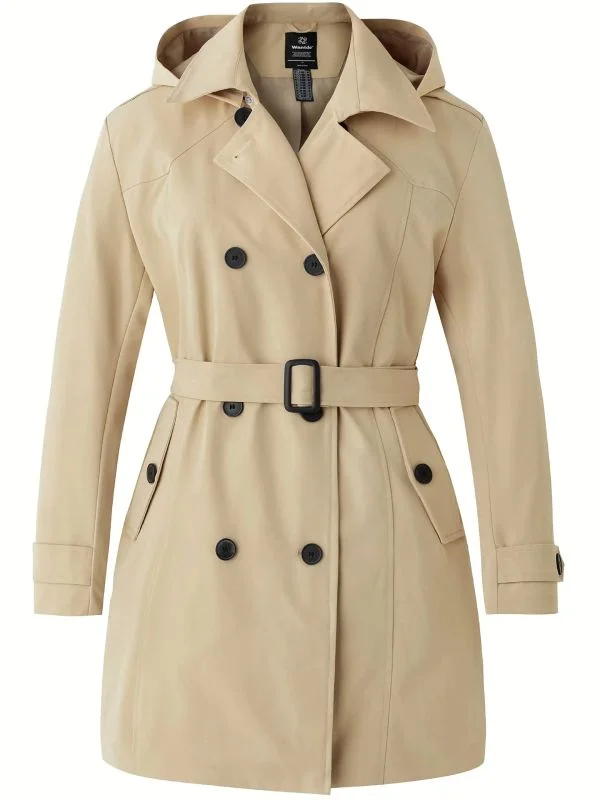 Women's Functional Outfit For Outdoor Activities Women's Plus Size Double-Breasted Trench Coat with Belt