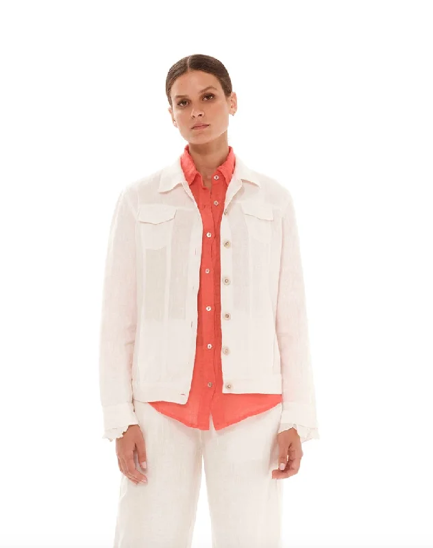 Women's Clothing For Everyday Wear Haris Cotton Womens Linen Jacket - Beach sand or White