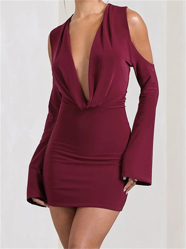 Women's Activewear Outfit Elegant Front Ruched V-neck Mini Dresses