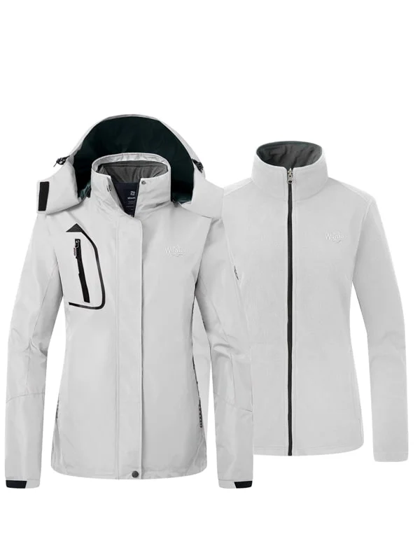 Women's Stylish Vacation Attire Women's Fleece 3-in-1 Interchange Ski Jacket Waterproof Insulated Coat Alpine III