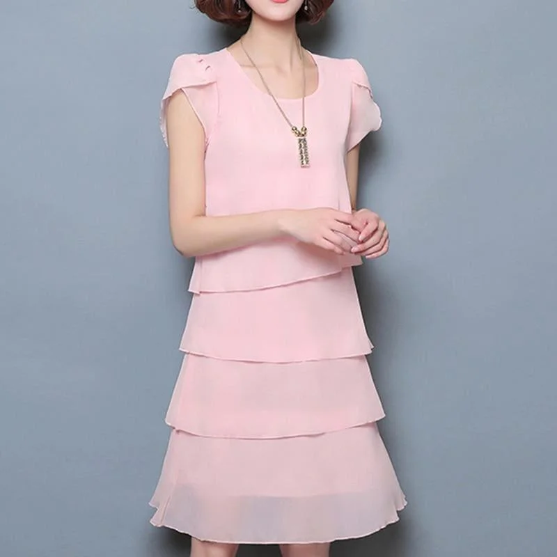 Women's Seasonal Garments Chiffon Ruffles Elegant Ladies Party Cocktail Mini  Dress